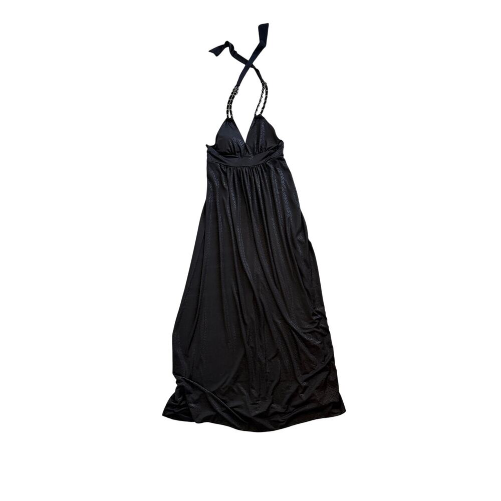 COOGI Black Logo Embossed Streetwear Halter Maxi Dress Size Women's Small